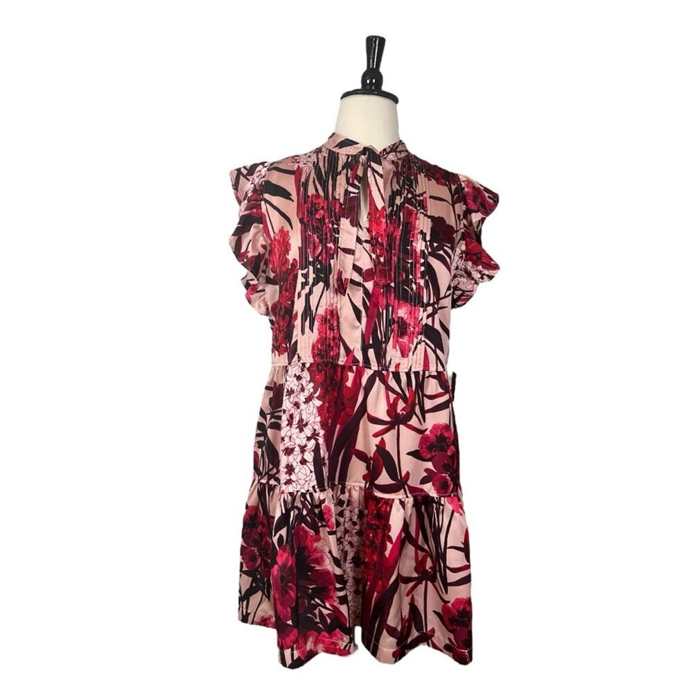 Tommy Hilfiger New Shift Dress Ruffle Tie Neck Pink Red Floral Women’s Size 16 - Picture 13 of 13